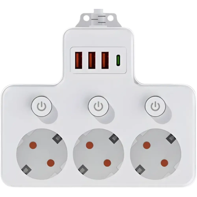 OEM Regleta de enchufes 1 USB-C, 3 USB-A, 4 AC con interruptores individuales OEM Regleta de enchufes 1 USB-C, 3 USB-A, 4 AC con interruptores individuales