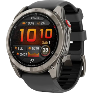 Garmin Fēnix 8 Pro 51 mm AMOLED Zafiro Gris Titanio con correa de Silicona Negra Garmin Fēnix 8 Pro 51 mm AMOLED Zafiro Gris Titanio con correa de Silicona Negra