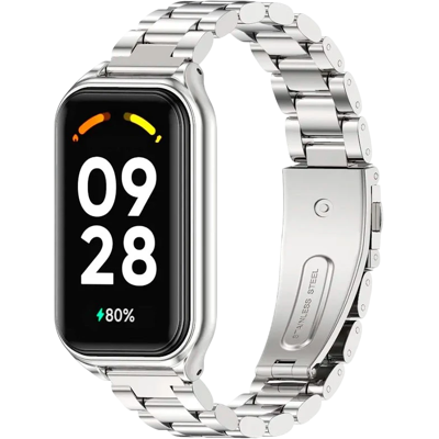 CROCOCASE Correa Metal Eslabones Xiaomi Mi Smart Band 8 Active / Redmi Smart Band 2 Plata CROCOCASE Correa Metal Eslabones Xiaomi Mi Smart Band 8 Active / Redmi Smart Band 2 Plata