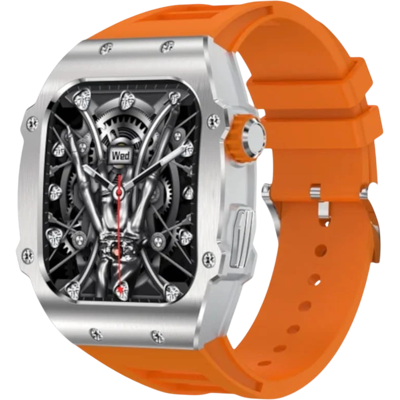 LEMFO AK55 Plata con Correa de Silicona Naranja - Reloj inteligente LEMFO AK55 Plata con Correa de Silicona Naranja - Reloj inteligente