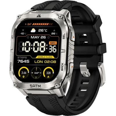 Kospet Tank M4C Plata con correa negra Pantalla AMOLED 1,96 Pulgadas Walkie Talkie - Reloj Inteligente Kospet Tank M4C Plata con correa negra Pantalla AMOLED 1,96 Pulgadas Walkie Talkie - Reloj Inteligente