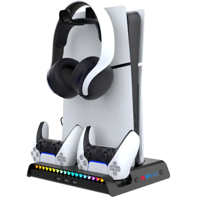 iPega P5S006H Base de Carga RGB con Ventilador PS5 Slim Negro iPega P5S006H Base de Carga RGB con Ventilador PS5 Slim Negro