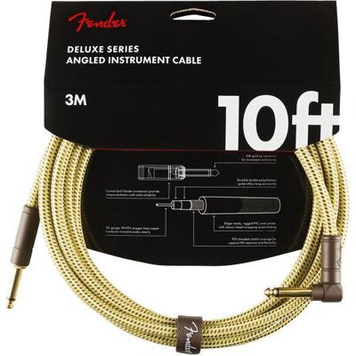 Fender Deluxe Instrument Cable, Straight/Angle Tweed Jack 3m Fender Deluxe Instrument Cable, Straight/Angle Tweed Jack 3m