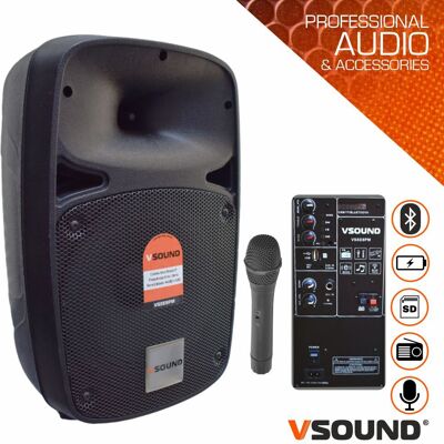VSOUND VSSE8PM coluna c/ bateria 350W + Micro sem fios VSOUND VSSE8PM coluna c/ bateria 350W + Micro sem fios