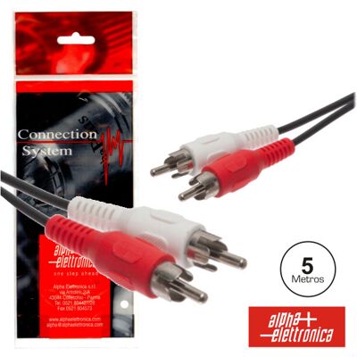 Alpha Elettronica Cabo 2-Rca Macho / 2-Rca Macho 5m Pvc Polybag Alpha Elettronica Cabo 2-Rca Macho / 2-Rca Macho 5m Pvc Polybag