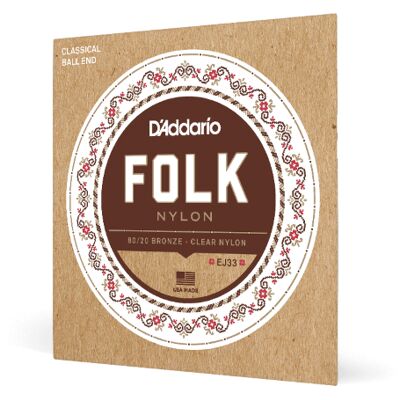 D´Addario D'Addario EJ33 Normal Tension Ball End, 80/20 Bronze/Clear Nylon, Folk Nylon D´Addario D'Addario EJ33 Normal Tension Ball End, 80/20 Bronze/Clear Nylon, Folk Nylon