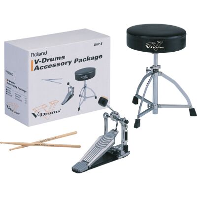 <b>Roland DAP-3X Pack 3-piezas Sillin, Pedal Bombo y Baquetas para Batería</b> <b>Roland DAP-3X Pack 3-piezas Sillin, Pedal Bombo y Baquetas para Batería</b>