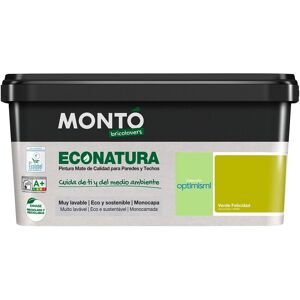MONTÓ Pintura Plástica Mate Eco Natura Sostenible 4 l. (4 litros) Verde Felicidad MONTÓ Pintura Plástica Mate Eco Natura Sostenible 4 l. (4 litros) Verde Felicidad