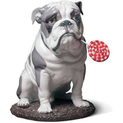 Lladró Figura Decorativa perro Bulldog con piruleta . Multicolor Lladró Figura Decorativa perro Bulldog con piruleta . Multicolor