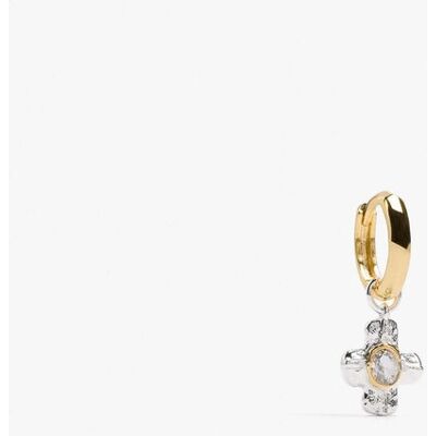 Parfois Pendiente de aro con abalorio de cruz decorativa. Blanco Parfois Pendiente de aro con abalorio de cruz decorativa. Blanco