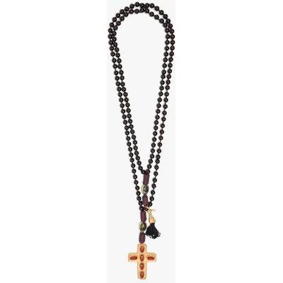 Parfois Collar largo de cuentas con cruz decorativa. Multicolor Parfois Collar largo de cuentas con cruz decorativa. Multicolor