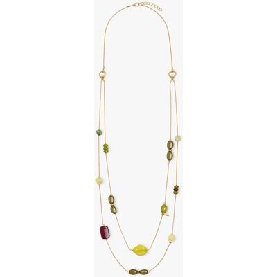Parfois Collar largo doble con piedras decorativas. Multicolor Parfois Collar largo doble con piedras decorativas. Multicolor