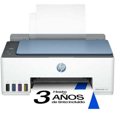 HP Impresora Multifunción Tinta Smart Tank 5106 Wi-Fi. Blanco / Azul HP Impresora Multifunción Tinta Smart Tank 5106 Wi-Fi. Blanco / Azul