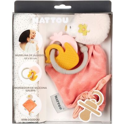 Nattou Pack regalo dou dou, muselina y mordedor colecc. Mila, Zöe&Lana. Rosa niño Nattou Pack regalo dou dou, muselina y mordedor colecc. Mila, Zöe&Lana. Rosa niño