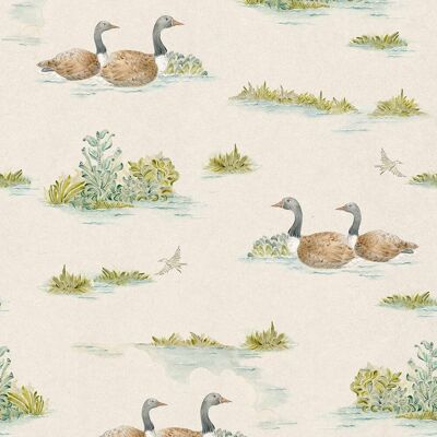 YBARRA Papel pintado Mallard Duck de la colección Cotswolds & Serret. Menta YBARRA Papel pintado Mallard Duck de la colección Cotswolds & Serret. Menta