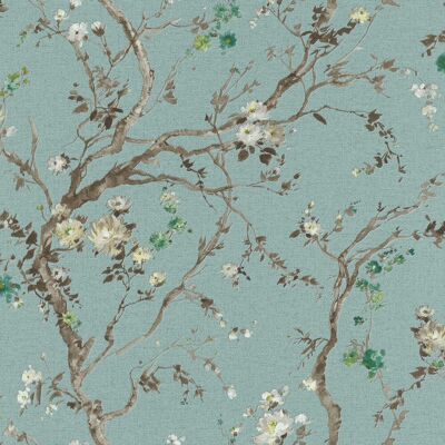 Rasch Papel pintado TNT Almendro Singapur . (0,53 x 10 m) Turquesa Rasch Papel pintado TNT Almendro Singapur . (0,53 x 10 m) Turquesa