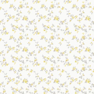 LUTECE Papel Pintado - Floral Delicado Amarillo/Gris - Papel LUTECE Papel Pintado - Floral Delicado Amarillo/Gris - Papel