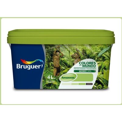 Bruguer Pintura Plástica Mate Colores Del Mundo 4 l - Serie Amazonas. (4 litros) Verde Intermedio Bruguer Pintura Plástica Mate Colores Del Mundo 4 l - Serie Amazonas. (4 litros) Verde Intermedio