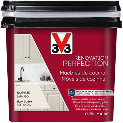 V33 Esmalte Renovación Renovation Perfection Cocinas 750 ml. Blanco lino V33 Esmalte Renovación Renovation Perfection Cocinas 750 ml. Blanco lino