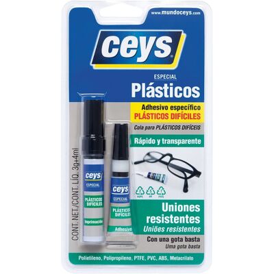 Ceys Adhesivo Plásticos Difíciles 3 g + 4 ml. Transparente Ceys Adhesivo Plásticos Difíciles 3 g + 4 ml. Transparente