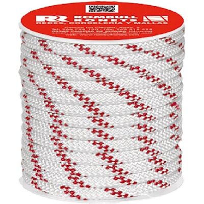 ROMBULL Carrete Cuerda Poliéster Trenzada con alma 25 m. (25 metros) Blanco / Rojo ROMBULL Carrete Cuerda Poliéster Trenzada con alma 25 m. (25 metros) Blanco / Rojo
