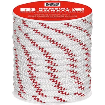 ROMBULL Carrete Cuerda Poliéster Trenzada con alma 15 m. (15 metros) Blanco / Rojo ROMBULL Carrete Cuerda Poliéster Trenzada con alma 15 m. (15 metros) Blanco / Rojo