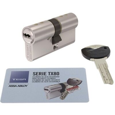TESA ASSA ABLOY - TX80 - Niquelado - Cilindro de cerradura TESA ASSA ABLOY - TX80 - Niquelado - Cilindro de cerradura