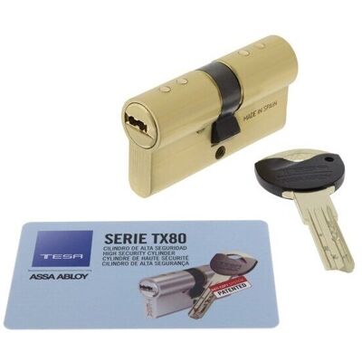 Tesa Cilindro Alta Seguridad Incopiable TX80. (30 x 40 mm) Latón Tesa Cilindro Alta Seguridad Incopiable TX80. (30 x 40 mm) Latón