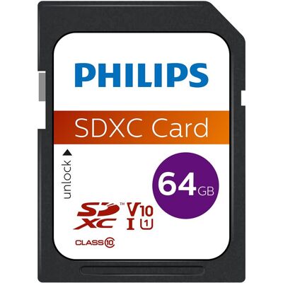 Philips Tarjeta de memoria SD FM64SD55B 64GB. Philips Tarjeta de memoria SD FM64SD55B 64GB.