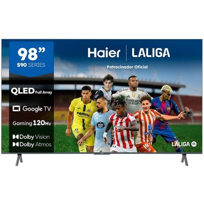 HAIER TV QLED 247cm (98") H98S900UX 4K UHD, Full Array, Smart Google TV, Dolby Vision, Dolby Atmos. Plata HAIER TV QLED 247cm (98") H98S900UX 4K UHD, Full Array, Smart Google TV, Dolby Vision, Dolby Atmos. Plata
