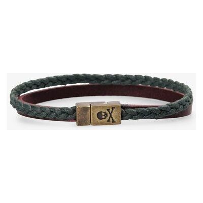 Scalpers Pulsera de hombre de piel y cordón encerado con cierre magnético. Burdeos Scalpers Pulsera de hombre de piel y cordón encerado con cierre magnético. Burdeos