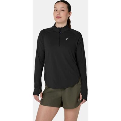 ASICS Camiseta de mujer Nagino Run 1-4 ZIP LS Top . (M) Negro ASICS Camiseta de mujer Nagino Run 1-4 ZIP LS Top . (M) Negro