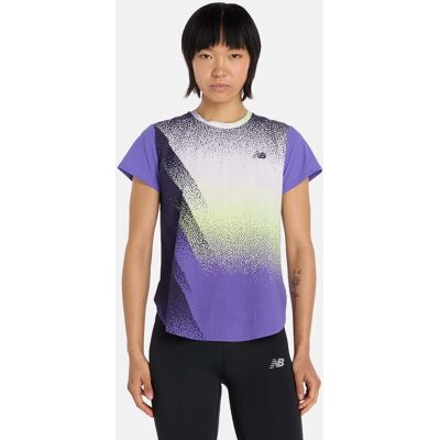 New Balance Camiseta de running de mujer Race Day Ultra Light Printed . (XS) Lila / Multicolor New Balance Camiseta de running de mujer Race Day Ultra Light Printed . (XS) Lila / Multicolor