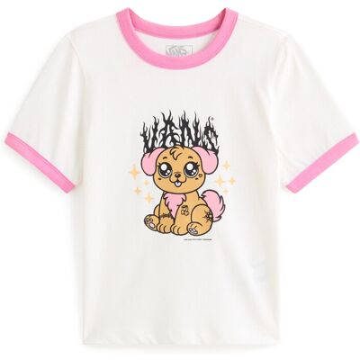 Vans Camiseta de mujer Puppy Ringer . (M) Blanco / Rosa Vans Camiseta de mujer Puppy Ringer . (M) Blanco / Rosa