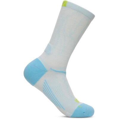 HOKA Calcetín unisex CLF 10 CREW RUN SOCK . (M) Blanco / Turquesa HOKA Calcetín unisex CLF 10 CREW RUN SOCK . (M) Blanco / Turquesa