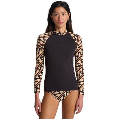 Billabong Camiseta de surf de mujer Tropic Surf Print . (XS) Negro Billabong Camiseta de surf de mujer Tropic Surf Print . (XS) Negro