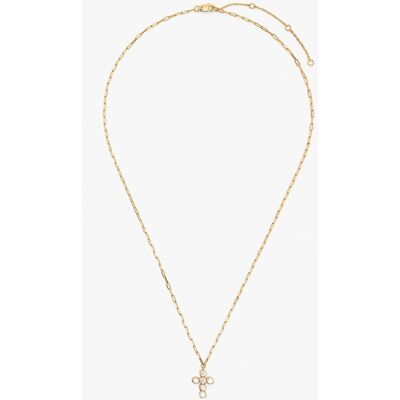 Parfois Collar de plata de ley con baño de oro de 18 k de eslabones con cruz decorativa. Blanco Parfois Collar de plata de ley con baño de oro de 18 k de eslabones con cruz decorativa. Blanco