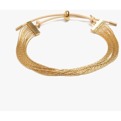 Parfois Pulsera de cadena doble de acero inoxidable con multicadenas. Beige Parfois Pulsera de cadena doble de acero inoxidable con multicadenas. Beige