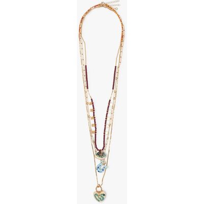 Parfois Collar largo doble de cuentas y abalorios decorativos. Multicolor Parfois Collar largo doble de cuentas y abalorios decorativos. Multicolor