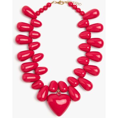 Parfois Collar corto de piedras con abalorio de corazón. Rosa Parfois Collar corto de piedras con abalorio de corazón. Rosa