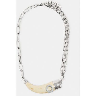 Parfois Collar corto de eslabones con cuerno decorativo. Plateado Parfois Collar corto de eslabones con cuerno decorativo. Plateado