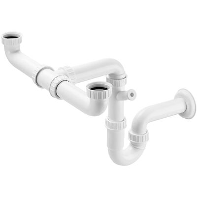 Roca Sifón salvaespacios para fregadero de 2 senos Aqua . Gris Roca Sifón salvaespacios para fregadero de 2 senos Aqua . Gris