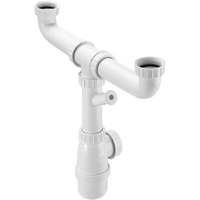 Roca Sifón para fregadero de 2 senos Aqua . Gris Roca Sifón para fregadero de 2 senos Aqua . Gris