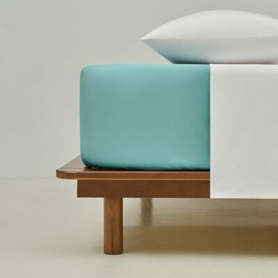 Bassols Sábana bajera ajustable algodón egipcio 200 hilos Tacto . (Cama 180 cm) Agua Bassols Sábana bajera ajustable algodón egipcio 200 hilos Tacto . (Cama 180 cm) Agua