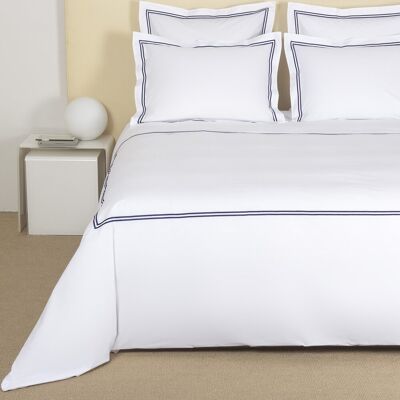 Frette Juego de funda nórdica con bajera de algodón percal Hotel Classic . (Cama 180 cm) Azul marino Frette Juego de funda nórdica con bajera de algodón percal Hotel Classic . (Cama 180 cm) Azul marino