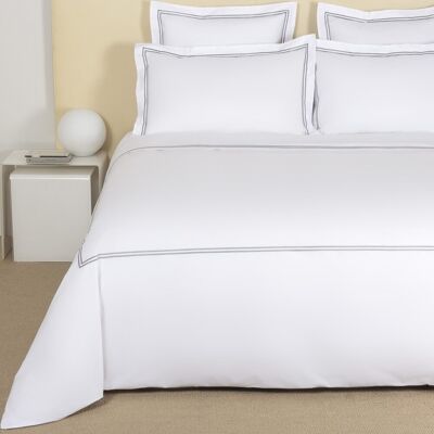 Frette Juego de funda nórdica con bajera de algodón percal Hotel Classic . (Cama 180 cm) Gris Frette Juego de funda nórdica con bajera de algodón percal Hotel Classic . (Cama 180 cm) Gris