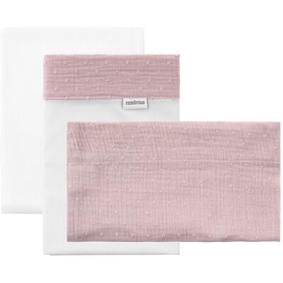 Cambrass Juego de 3 piezas sábana + bajera + funda almohada para cuna de 60x120 cm princess. Rosa palo Cambrass Juego de 3 piezas sábana + bajera + funda almohada para cuna de 60x120 cm princess. Rosa palo