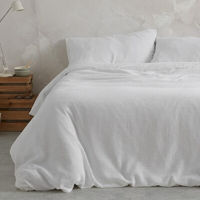 Manterol Juego de funda nórdica algodón Finest . (Cama 150 cm) Blanco Manterol Juego de funda nórdica algodón Finest . (Cama 150 cm) Blanco