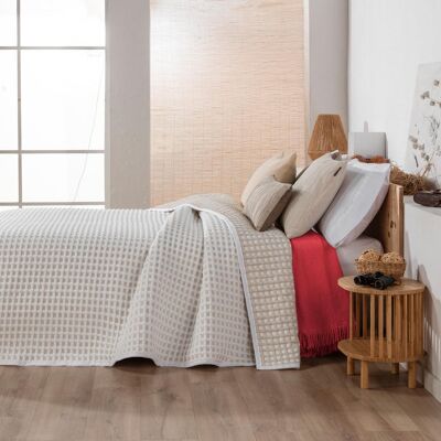 Manterol Colcha jacquard dibujo gofre Kai . (Cama 135 cm) Beige Manterol Colcha jacquard dibujo gofre Kai . (Cama 135 cm) Beige
