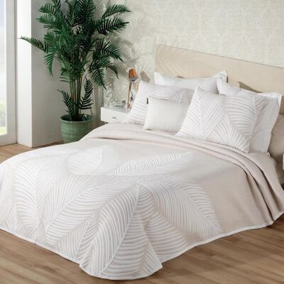 Manterol Colcha cubrecama jacquard algodón Palma . (Cama 135 cm) Beige Manterol Colcha cubrecama jacquard algodón Palma . (Cama 135 cm) Beige